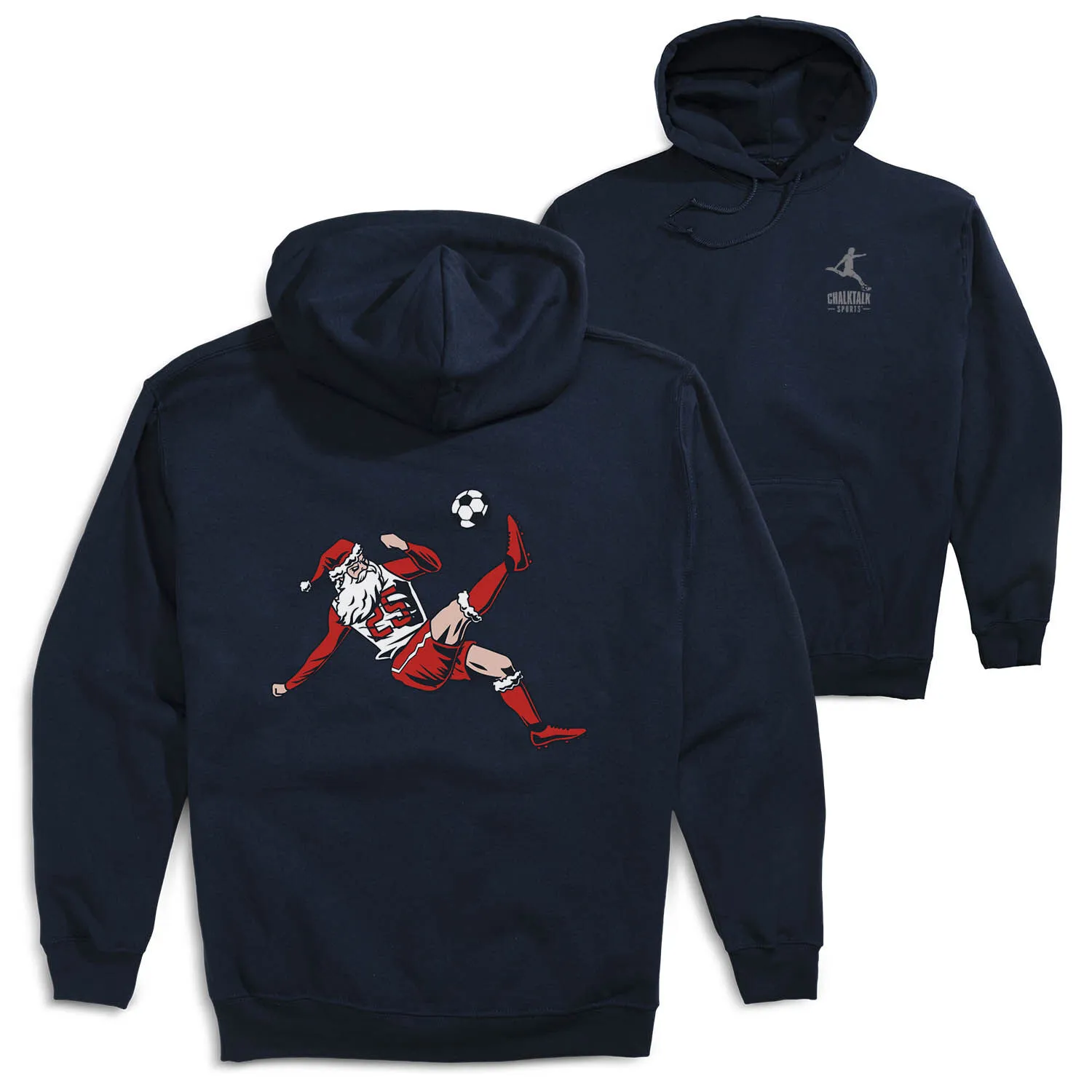 Soccer Hooded Sweatshirt - Soccer Santa (Back Design) 